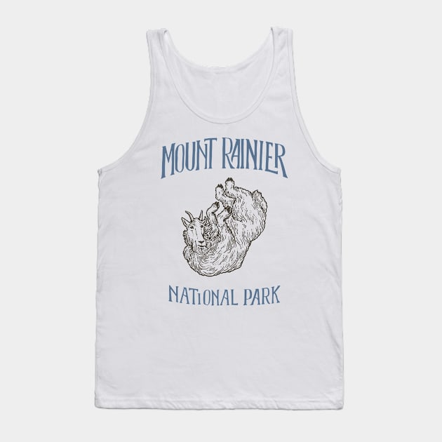 Mount Rainier National Park: Falling Mountain Goat Tank Top by calebfaires